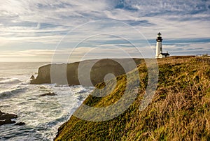 Yaquina Head Lighthouse at Pacific coast, built in 1873