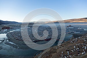 The Yarchen Gar Buddhist institution near Serthar in Kham, Eastern Tibet.