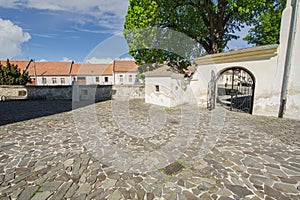 The yard by the Church of the Nativity of the Virgin Mary in Nove Mesto nad Vahom town