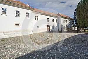 The yard by the Church of the Nativity of the Virgin Mary in Nove Mesto nad Vahom town