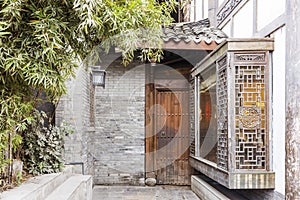 Yard door in ZHAIXIANGZI alley (Narrow Alley) scenery