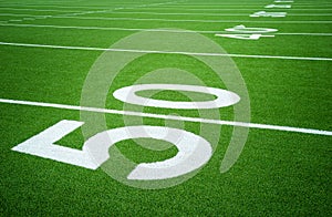 50 yard line on empty American football field