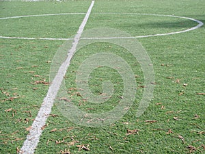 Yard Line of a Football Field with hashmarks in the foreground.