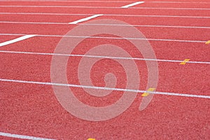 Yard line, running track, athletics track, a red, white ground.