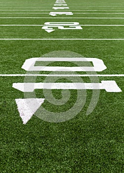 Yard lines on a football field