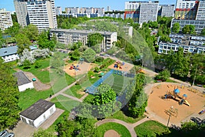 Yard with playgrounds in Zelenograd, Moscow