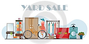 Yard sale or garage sale banner or flea market