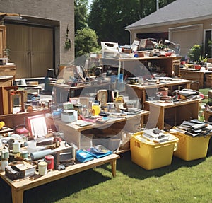 Yard Sale with Lots of Stuff and Books