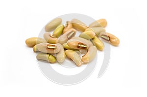 yardlong bean seeds pieces isolated on white background