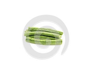yardlong bean slice on white background, close up