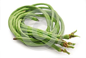 Yardlong beans isolated on white background