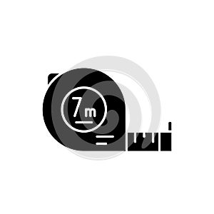 Yardstick black icon, vector sign on isolated background. Yardstick concept symbol, illustration