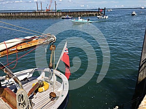 Yarmouth harbour with yacht