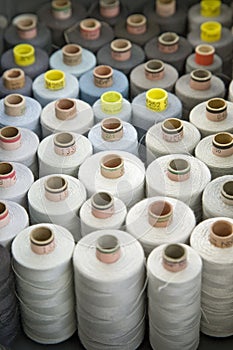 yarn bunch of thread spools in tailor studio photo