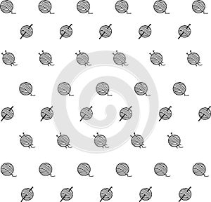 Yarn ball seamless pattern. balls of yarn knitting needles background. yarn ball sign. crochet needle symbol. flat style