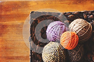 Yarn in a basket.