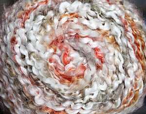 Yarn Close-up - Orange, Tan, White