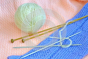 Yarn with knitting needle