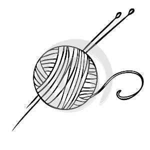 Yarn for knitting. Sewing and fashion designer tools. Vector illustration