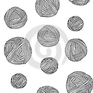 Yarn skeins, seamless background.