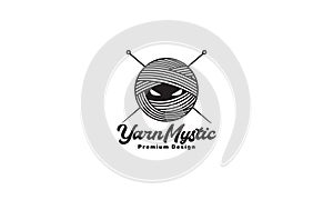 Yarn tailor with eyes logo symbol vector icon illustration design