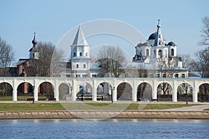 Yaroslav courtyard Sunny April day. Veliky Novgorod, Russia