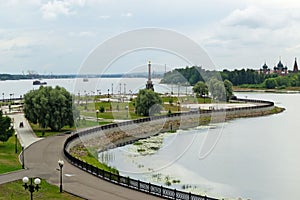 Yaroslavl, the confluence of the Kotorosl River with the Volga. Embankment In Yaroslavl