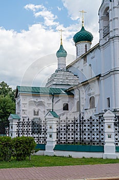 Yaroslavl, Russia, June 4, 2023. Side entrance to the Elias Church in the city center.