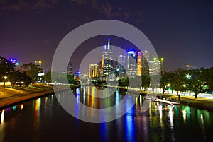 Yarra river and city at night