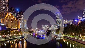 Yarra River and Melbourne city at night