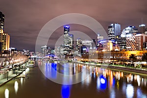 By the Yarra river in Melbourne at night