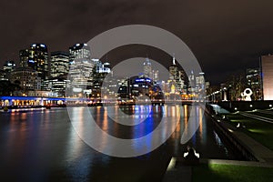 By the Yarra river in Melbourne at night