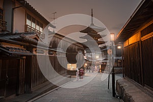 Yasaka Pagoda and Sannen Zaka Street in the Nigth, Kyoto