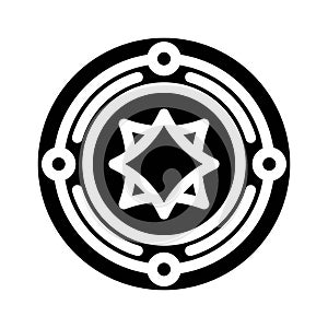 yata mirror shintoism glyph icon vector illustration