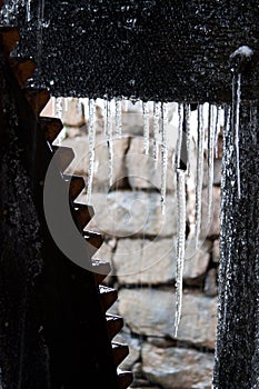 Yates Mill Pond Water Wheel with Icicles