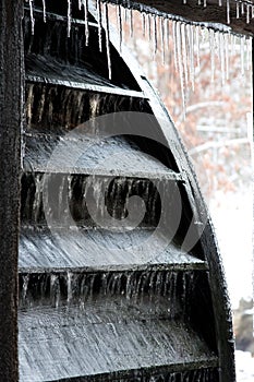 Yates Mill Pond Water wheel with Icicles