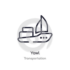 yawl outline icon. isolated line vector illustration from transportation collection. editable thin stroke yawl icon on white