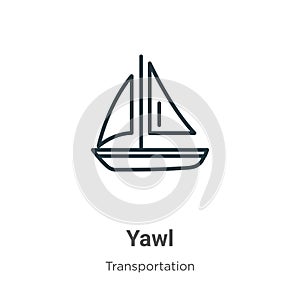 Yawl outline vector icon. Thin line black yawl icon, flat vector simple element illustration from editable transportation concept