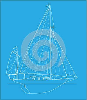 Yawl vector drawing photo