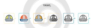 Yawl vector icon in 6 different modern styles. Black, two colored yawl icons designed in filled, outline, line and stroke style.