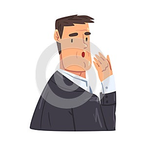 Yawning Businessman, Office Worker Character in Formal Style Clothes, Business Avatar Cartoon Style Vector Illustration