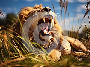 Yawning lion