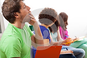 Yawning student during lecture