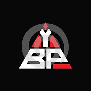 YBP triangle letter logo design with triangle shape. YBP triangle logo design monogram. YBP triangle vector logo template with red