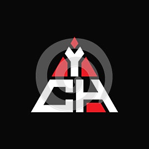 YCH triangle letter logo design with triangle shape. YCH triangle logo design monogram. YCH triangle vector logo template with red