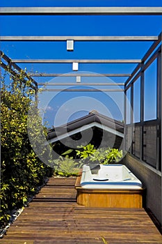 Ydro massage bathtub on the terrace