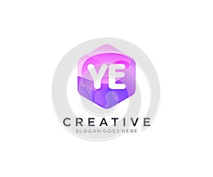 YE initial logo With Colorful Hexagon Modern Business Alphabet Logo template vector