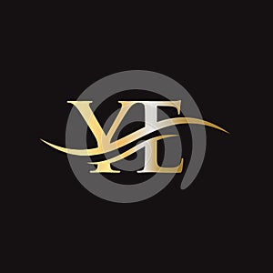 YE logo design. Initial YE letter logo design luxury concept