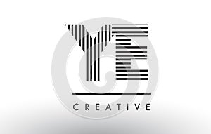 YE Y E Black and White Lines Letter Logo Design.