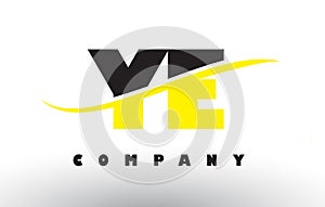 YE Y E Black and Yellow Letter Logo with Swoosh.